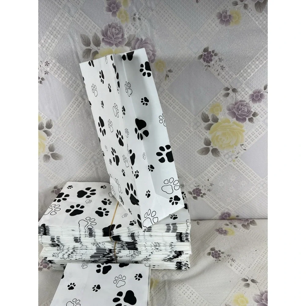 200Pack Dog Paw Print Gift Paper Bags Dog Paw Print Treat Bags Paw Print Gift...